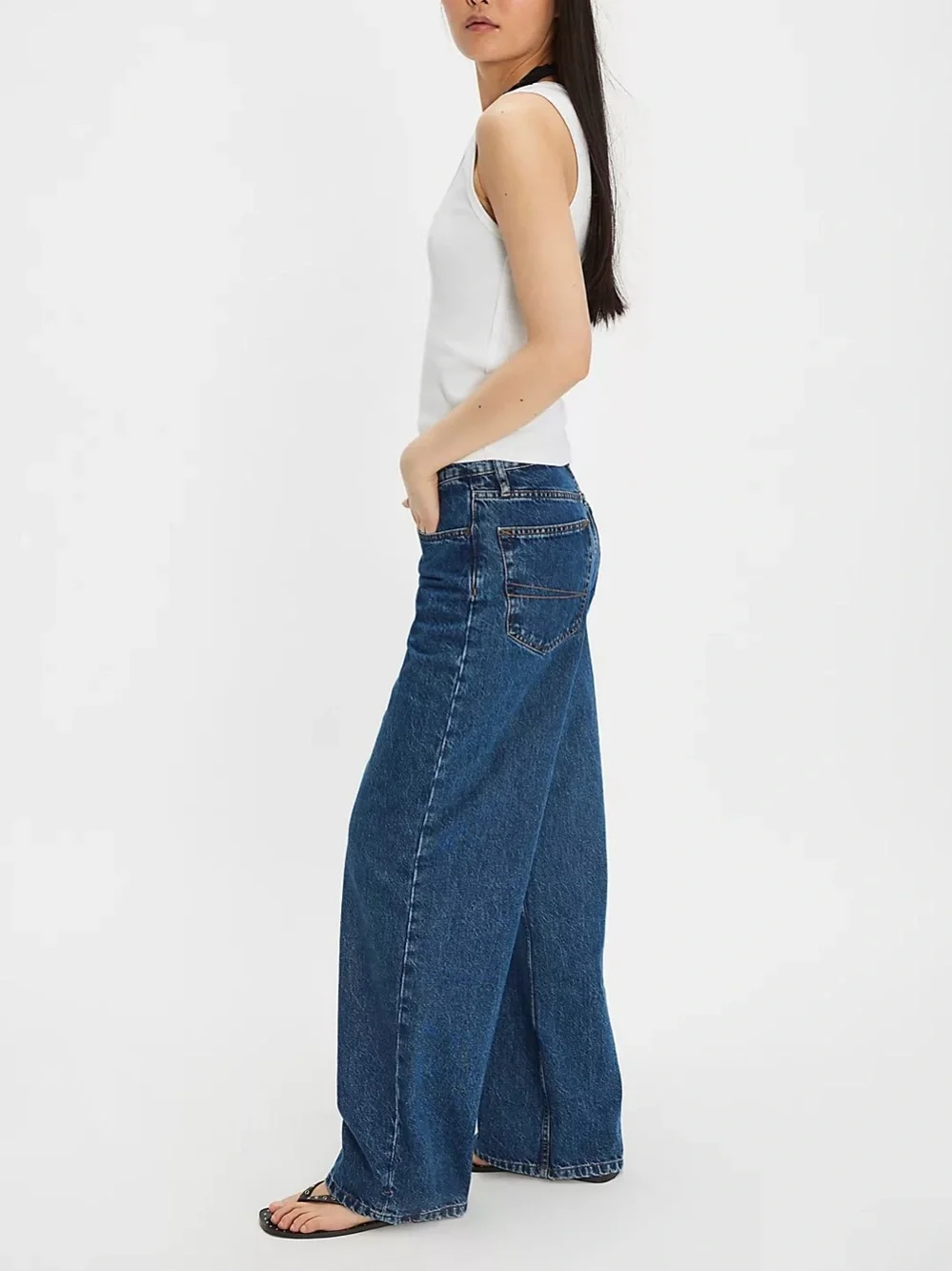 NWT Free People Dala Sling Jeans - Flat Blue - size 29